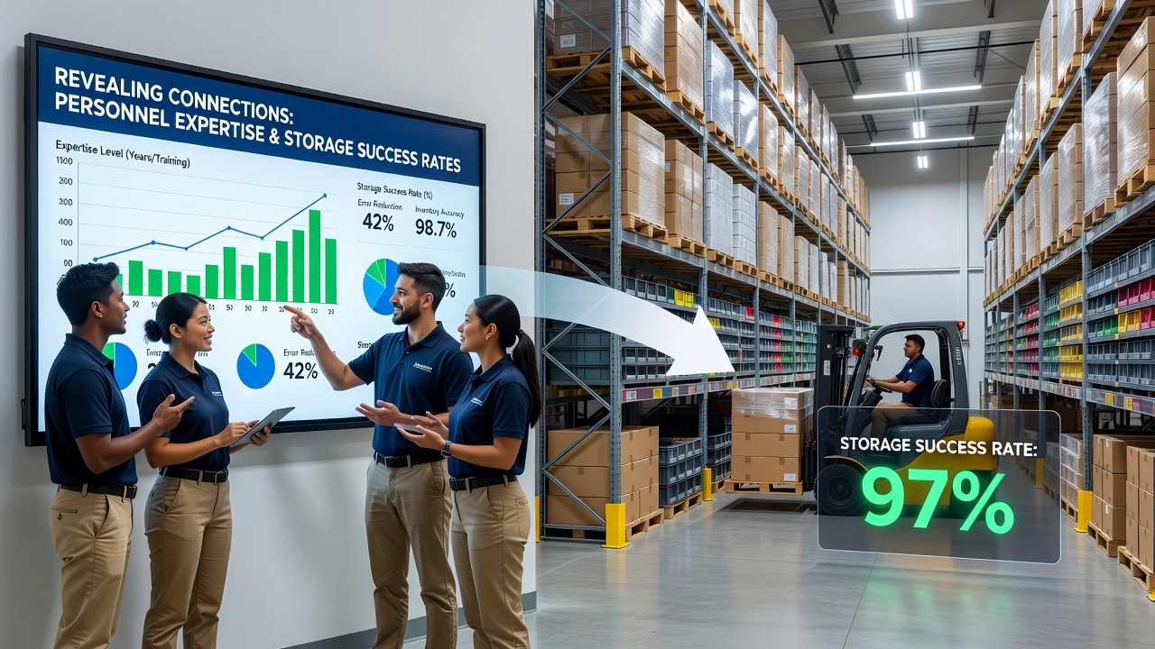 Detailed view of wine bottle inventory management with expert oversight in climate-controlled storage